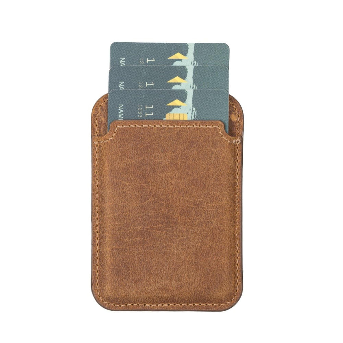 Cortland Full-Grain Leather Card Holder Wallet with Magnet in Antic Tan