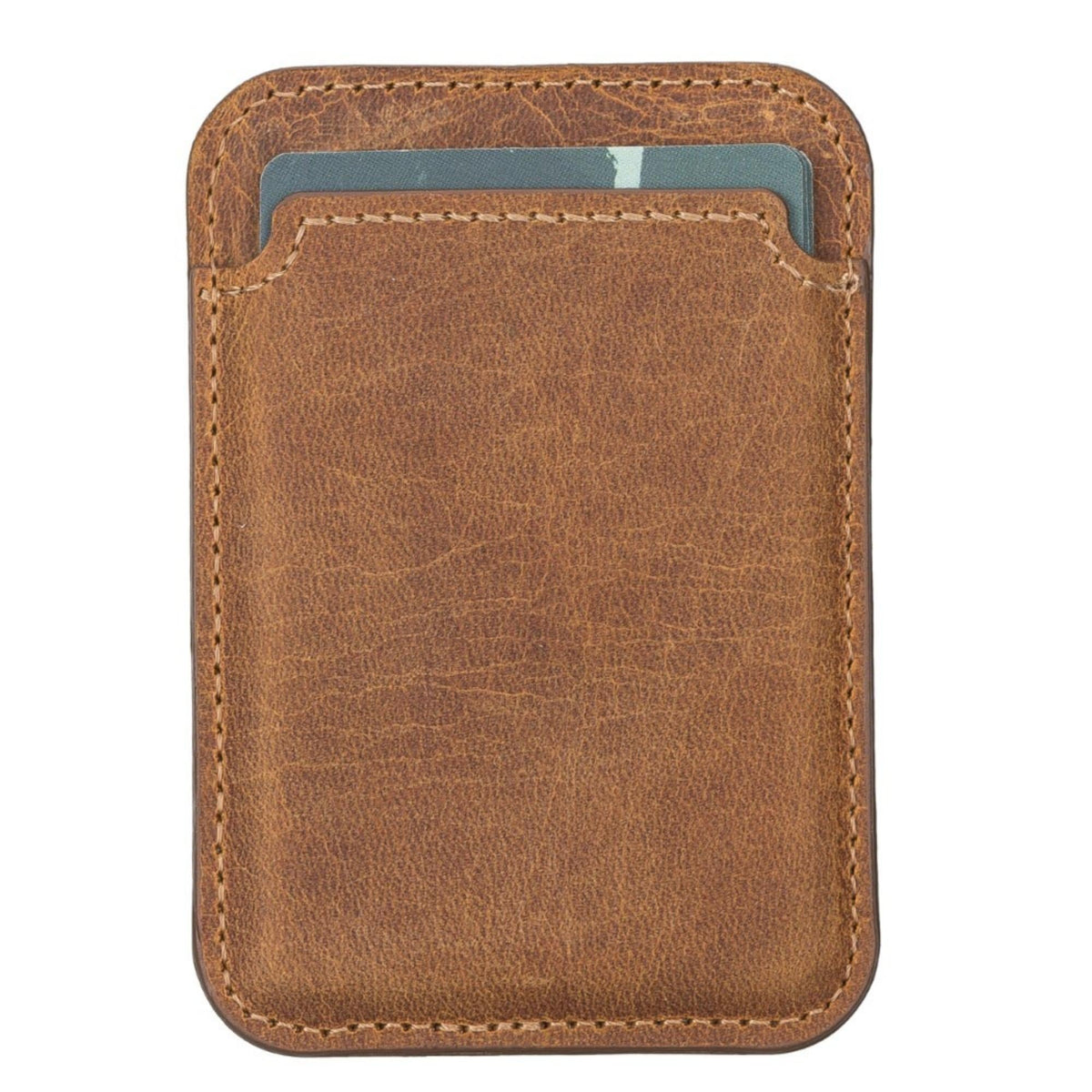Cortland Full-Grain Leather Card Holder Wallet with Magnet in Antic Tan