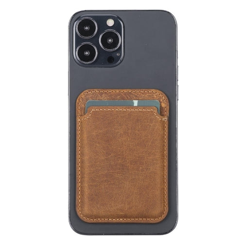 Cortland Full-Grain Leather Card Holder Wallet with Magnet in Antic Tan