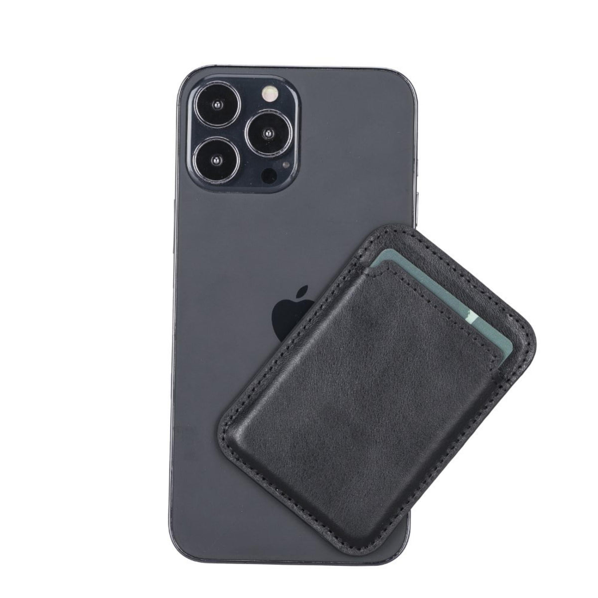 Cortland Full-Grain Leather Card Holder Wallet with Magnet in Black