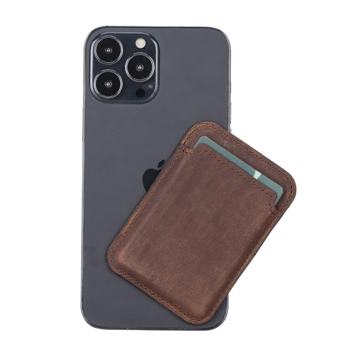 Cortland Full-Grain Leather Card Holder Wallet with Magnet in Dark Brown