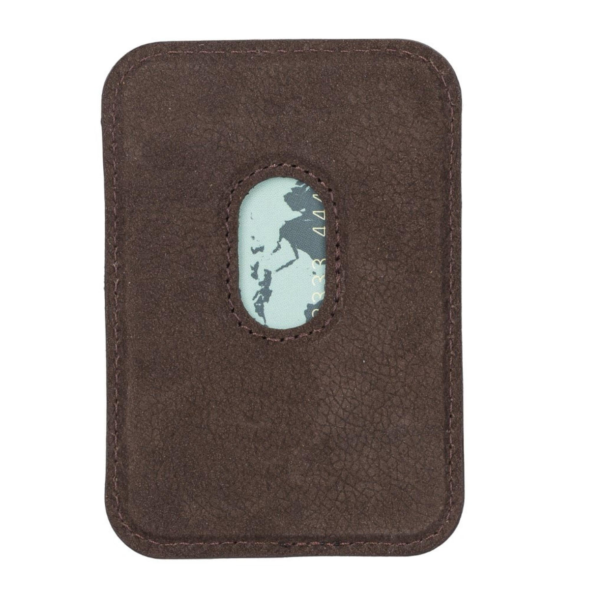 Cortland Full-Grain Leather Card Holder Wallet with Magnet in Dark Brown