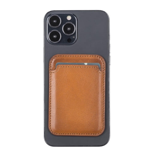 Cortland Full-Grain Leather Card Holder Wallet with Magnet in Tan