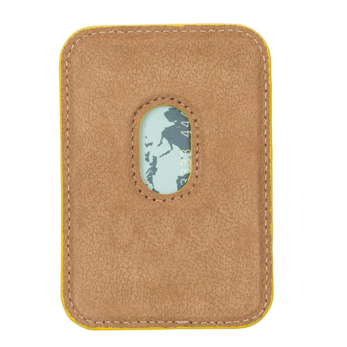 Cortland Full-Grain Leather Card Holder Wallet with Magnet in Yellow