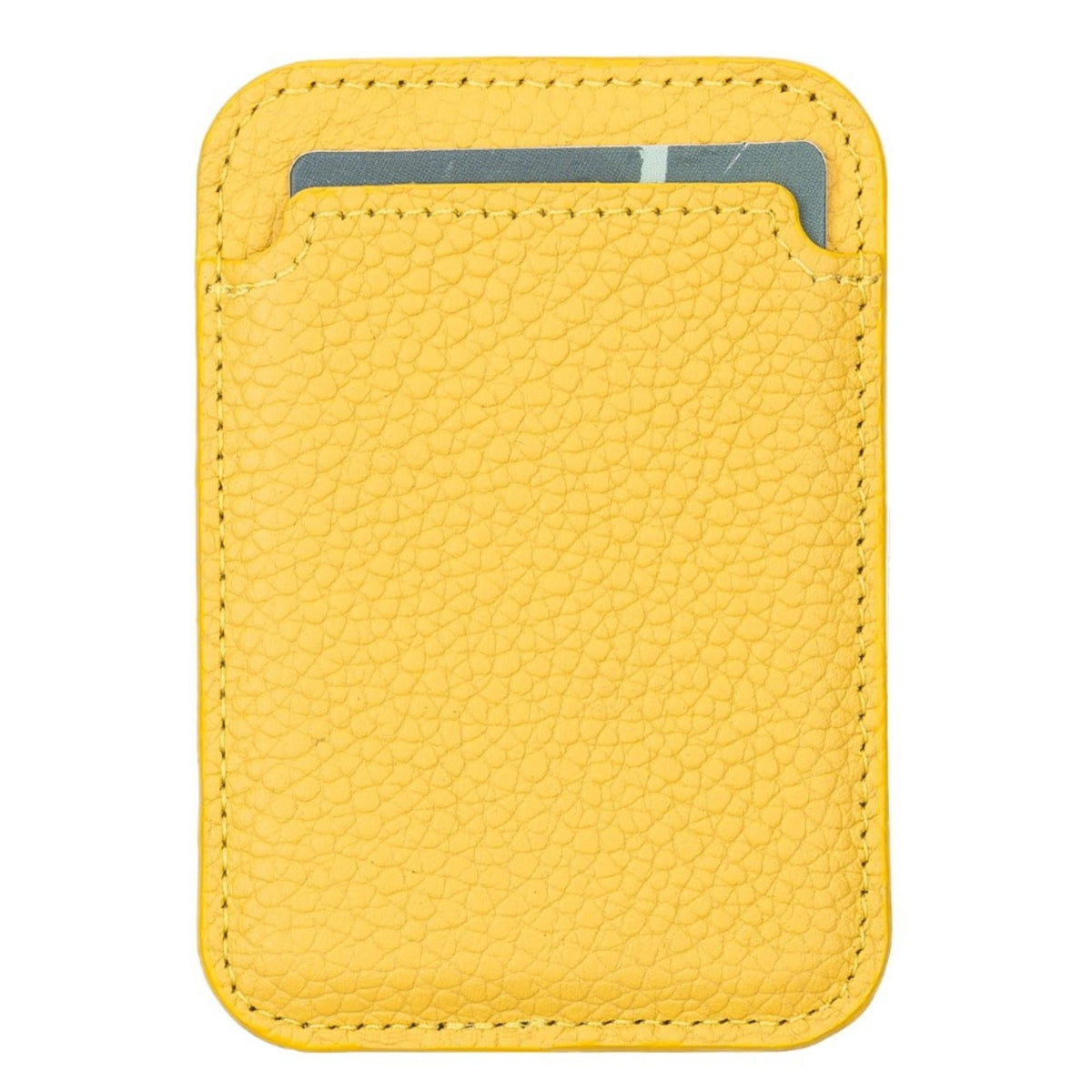 Cortland Full-Grain Leather Card Holder Wallet with Magnet in Yellow