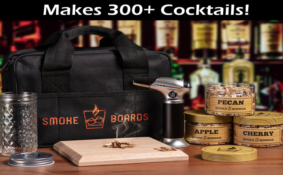 Cocktail smoker kit with torch for smoking bourbon and whiskey — bartender gift for dad