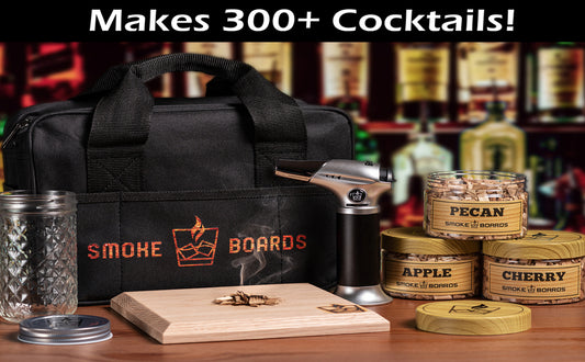 Cocktail smoker kit with torch for smoking bourbon and whiskey — bartender gift for dad