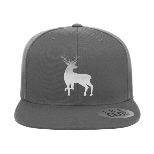 Deer Embroidered Flat Bill Hat in Gray
