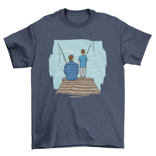 Father and Son Fishing T-Shirt in Navy