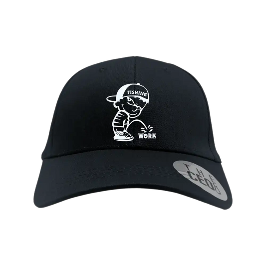 Fishing and Work Embroidered Baseball Hat in Black