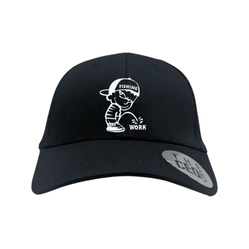 Fishing and Work Embroidered Baseball Hat in Black