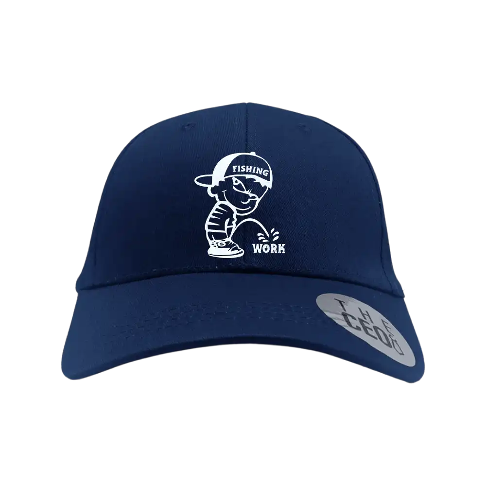 Fishing and Work Embroidered Baseball Hat in Blue