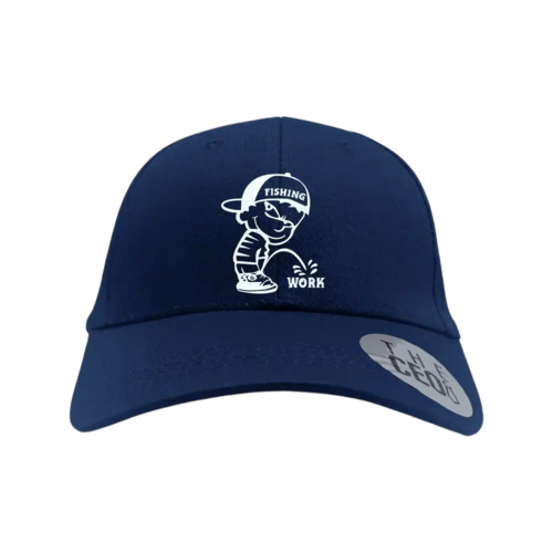 Fishing and Work Embroidered Baseball Hat in Blue