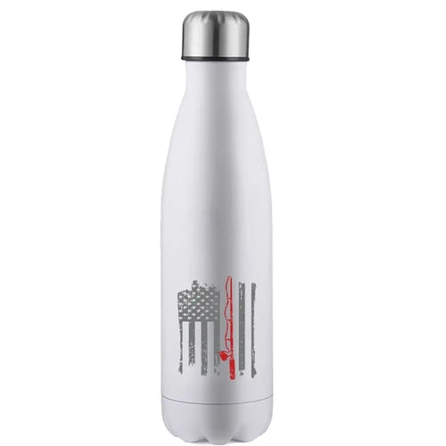 Fishing Rod American Flag 17oz Insulated Water Bottle in White
