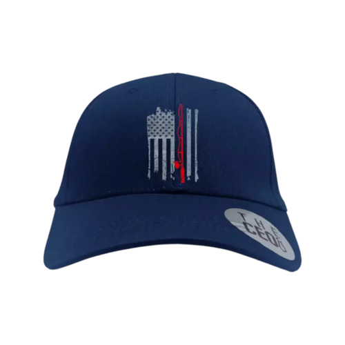 Fishing Rod American Flag Embroidered Baseball Hat in Blue