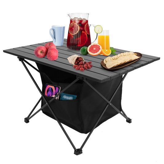 Foldable Camping Table with Storage Basket