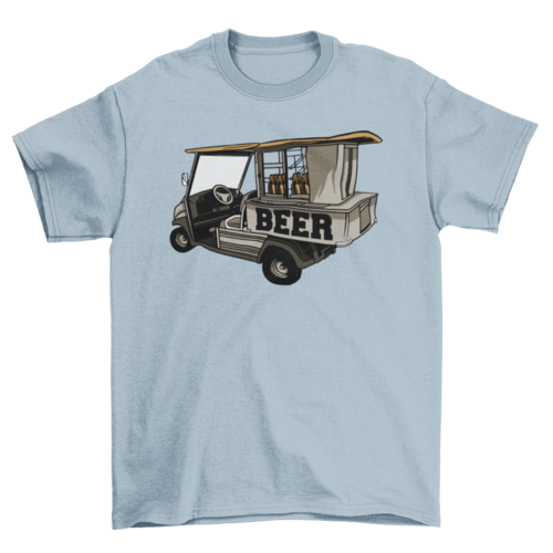 Golf Cart Beer T-Shirt in Light Blue