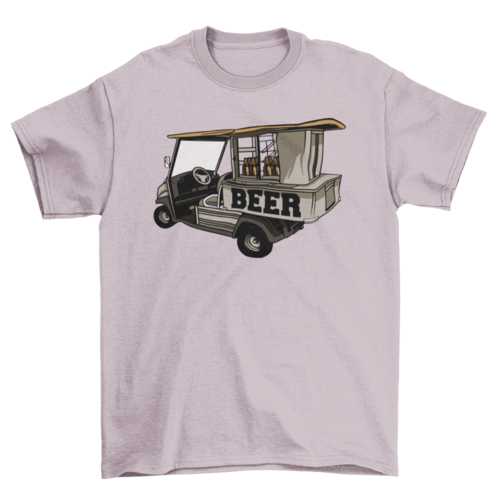 Golf Cart Beer T-Shirt in Light Pink
