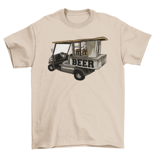 Golf Cart Beer T-Shirt in Natural