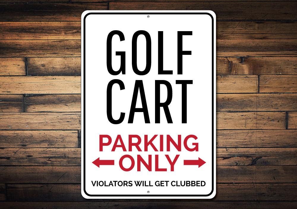 Golf Cart Parking Sign, Metal Garage Decor