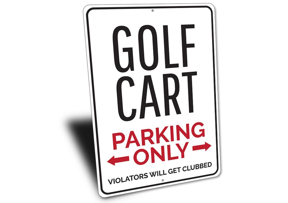 Golf Cart Parking Sign, Metal Garage Decor, alternate view