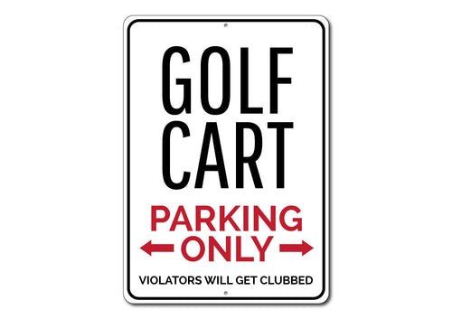 Golf Cart Parking Sign, Metal Garage Decor, alternate view