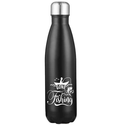Gone Fishing 17oz Insulated Water Bottle in Black