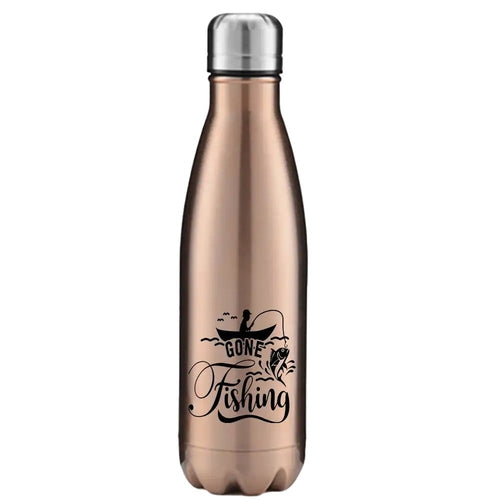Gone Fishing 17oz Insulated Water Bottle in Rose Gold