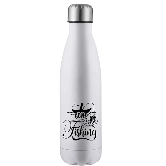 Gone Fishing 17oz Insulated Water Bottle in White