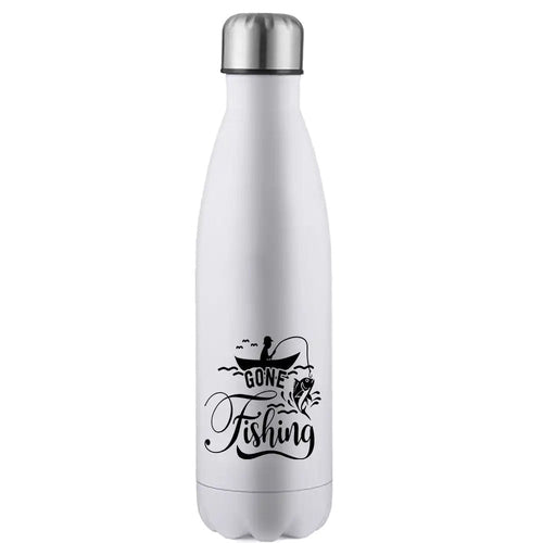 Gone Fishing 17oz Insulated Water Bottle in White