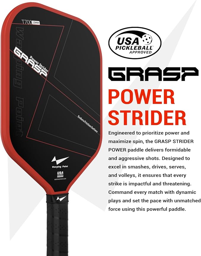 Grasp Power Pickleball Paddle, 13mm T700 Carbon Fiber, alternate view