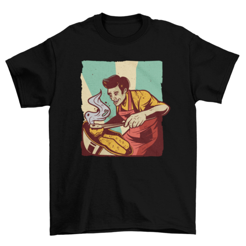 Happy Dad Retro BBQ T-Shirt in Black