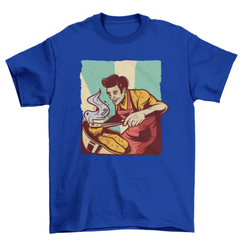 Happy Dad Retro BBQ T-Shirt in Royal