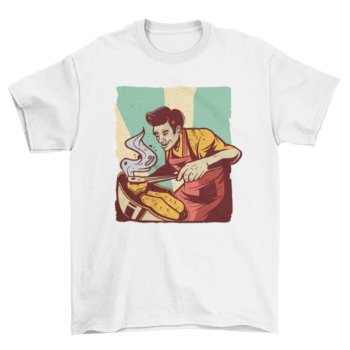 Happy Dad Retro BBQ T-Shirt in White