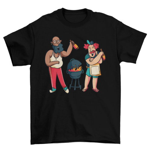 Happy Guys Grilling T-Shirt in Black