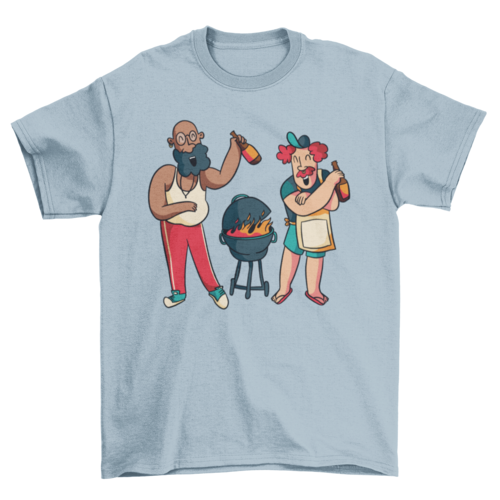 Happy Guys Grilling T-Shirt in Light Blue