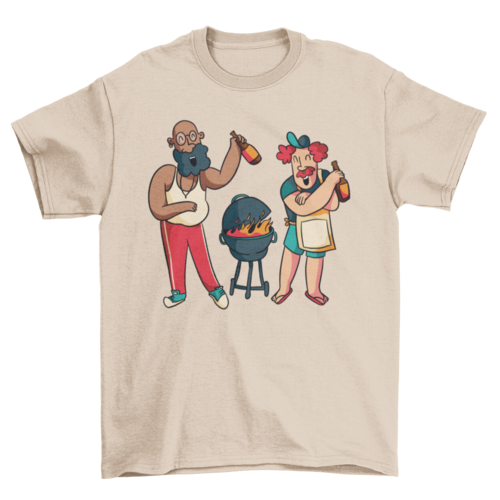 Happy Guys Grilling T-Shirt in Natural