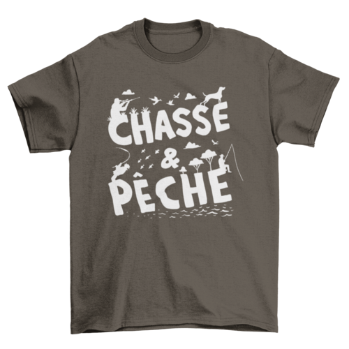 Hunting and Fishing Quote T-Shirt in Dark Chocolate