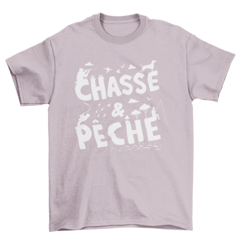 Hunting and Fishing Quote T-Shirt in Light Pink