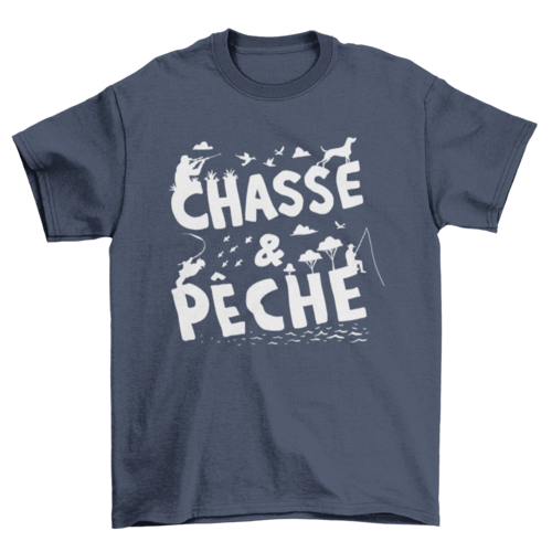 Hunting and Fishing Quote T-Shirt in Navy