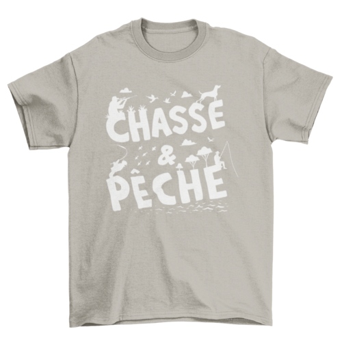 Hunting and Fishing Quote T-Shirt in Sand