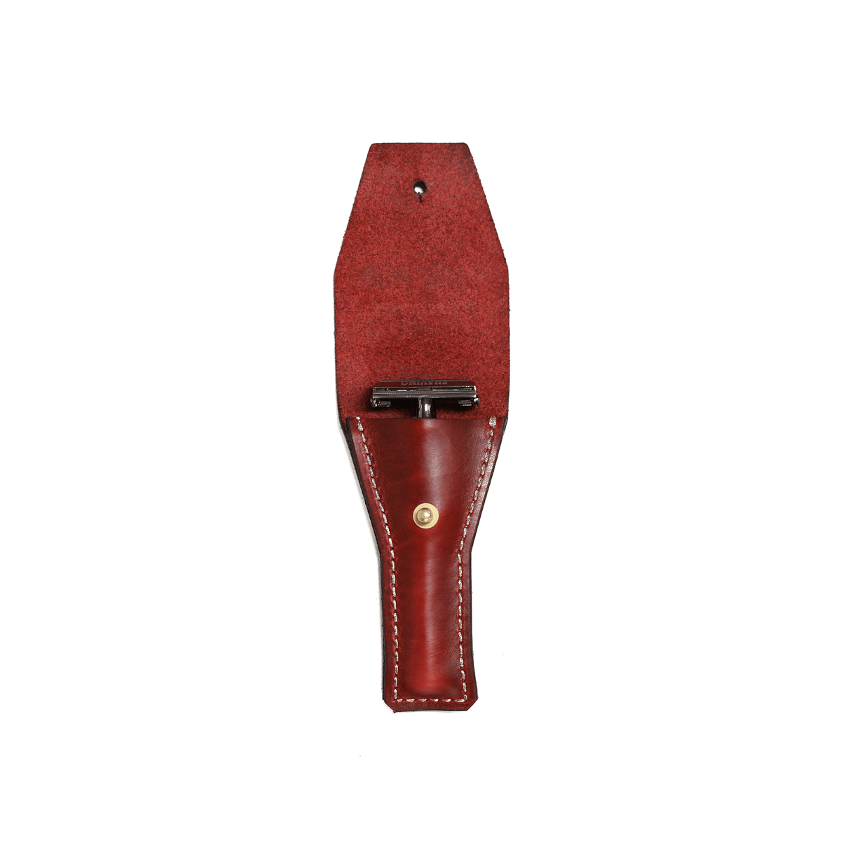 Leather Safety Razor Holder for Double Edge Razors in Ox Red