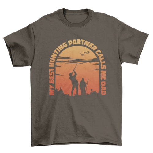 My Best Hunting Partner Calls Me Dad T-Shirt in Dark Chocolate