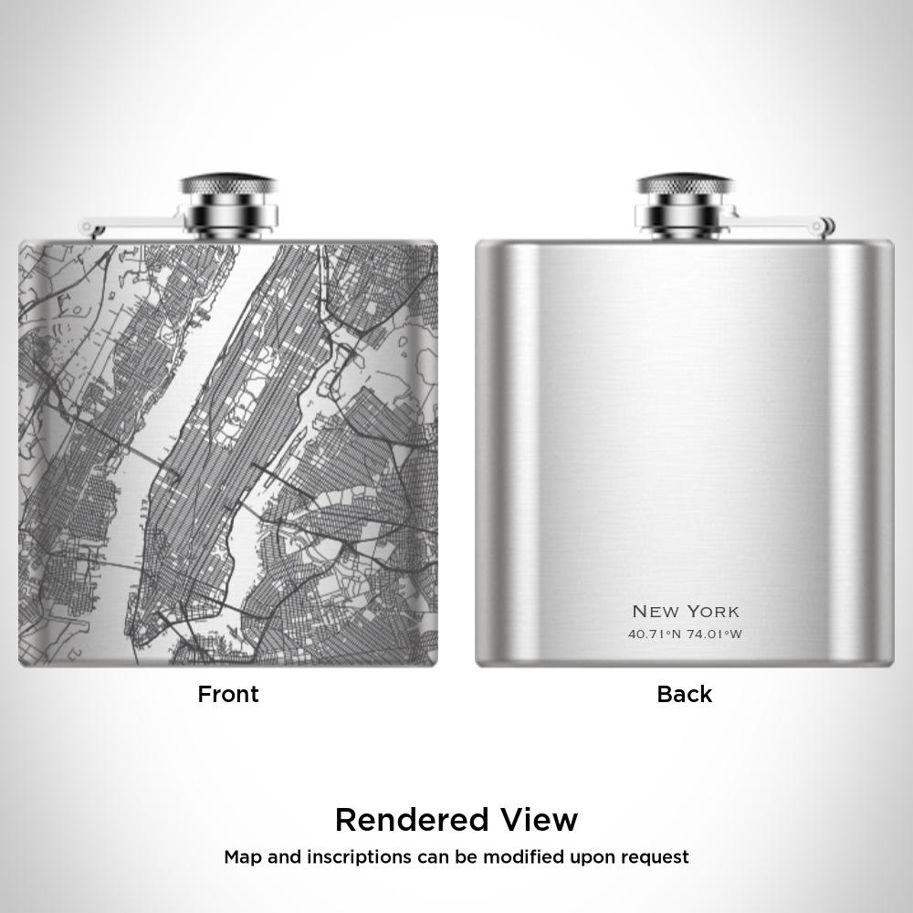 New York City Map Hip Flask, 6oz, alternate view