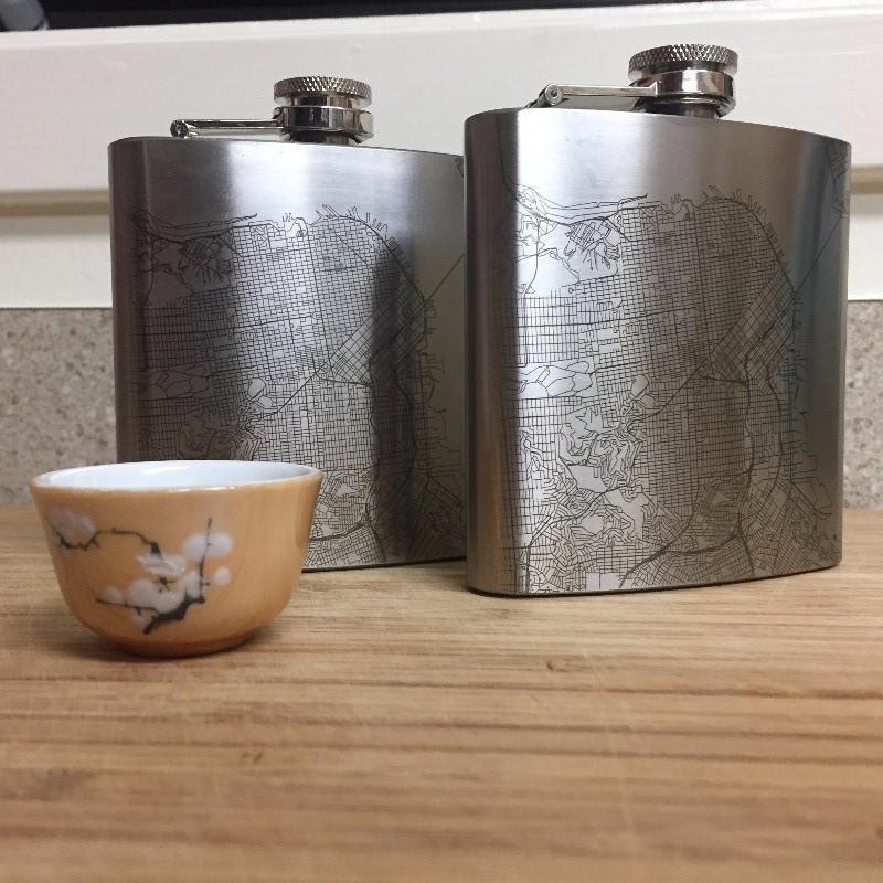New York City Map Hip Flask, 6oz, alternate view