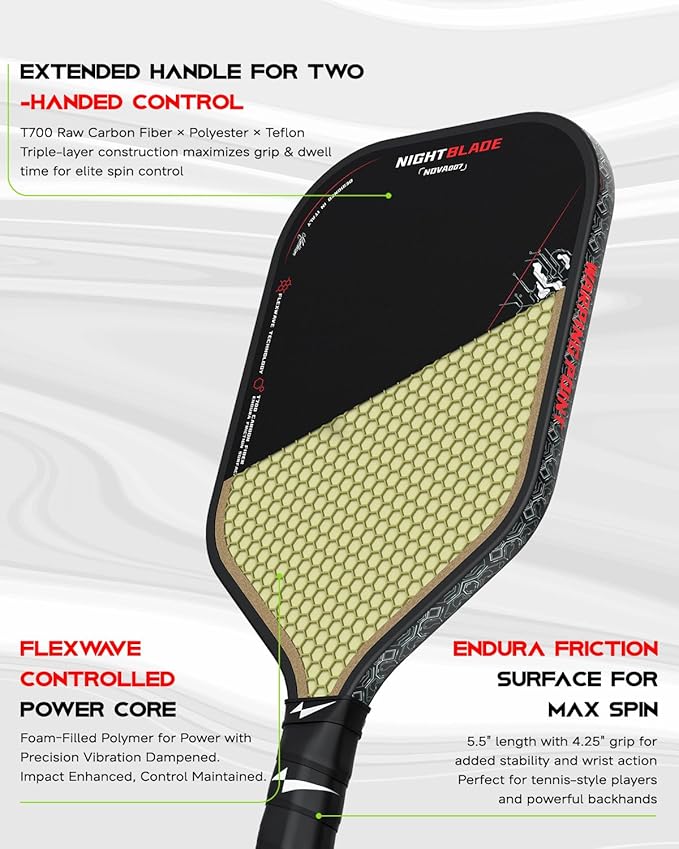 NightBlade Pickleball Paddle, 16mm Carbon Fiber, alternate view