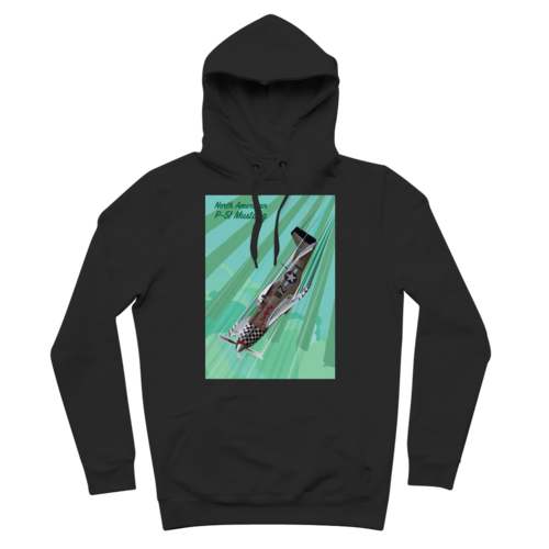 P-51 Mustang Pop Art Premium Hoodie in Black