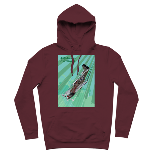 P-51 Mustang Pop Art Premium Hoodie in Burgundy