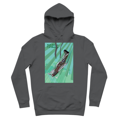 P-51 Mustang Pop Art Premium Hoodie in Dark Grey