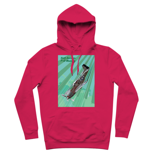 P-51 Mustang Pop Art Premium Hoodie in Hot Pink